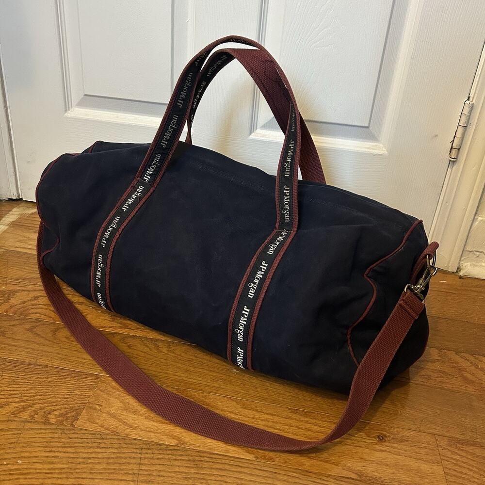 Vintage JP Morgan Banker Bag Canvas Shoulder Sling Duffle